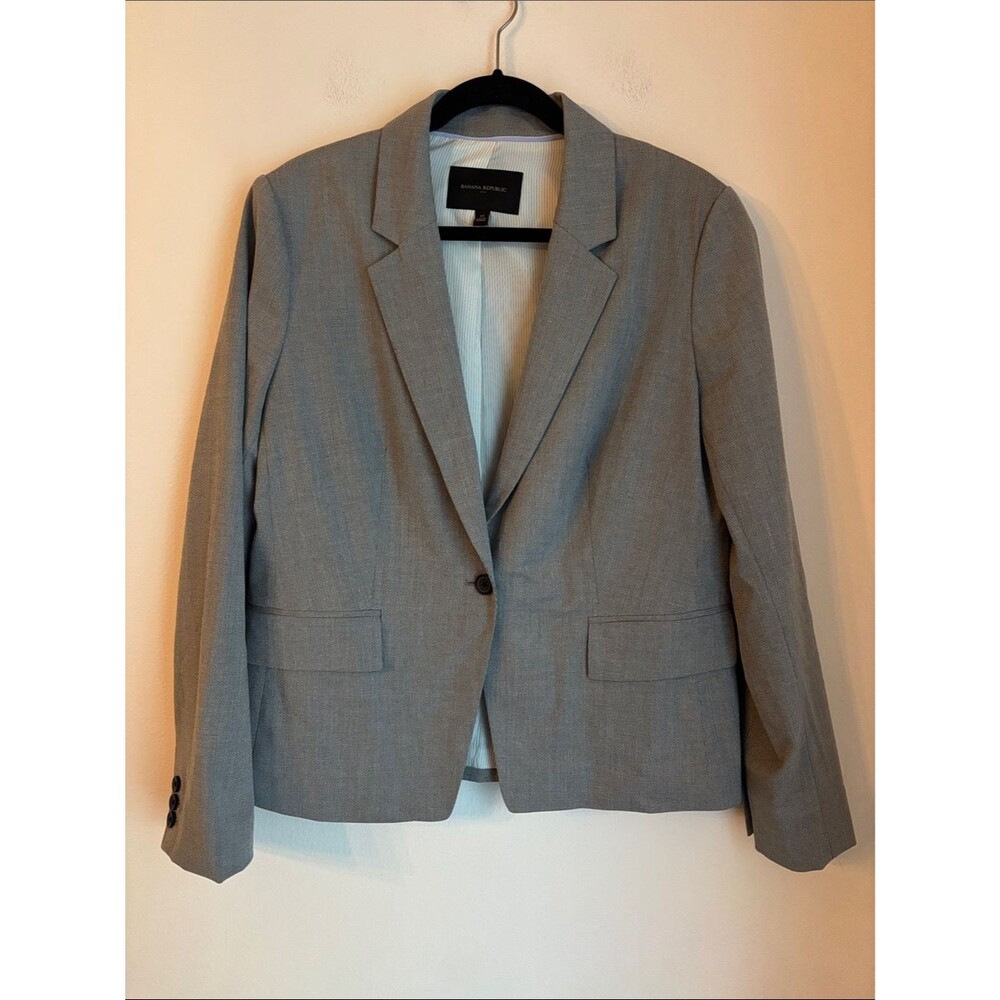 Banana Republic Light Gray Single-Button Women's Blazer suit jacket classic 14